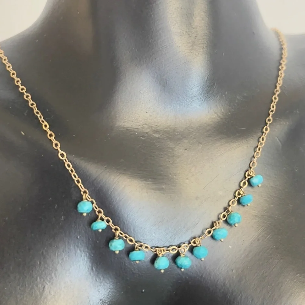 Sterling silver hold played blue bead necklace